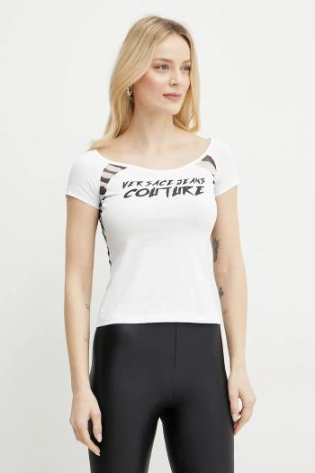 Tričko Versace Jeans Couture dámske, biela farba, 78HAH6A8 J0020