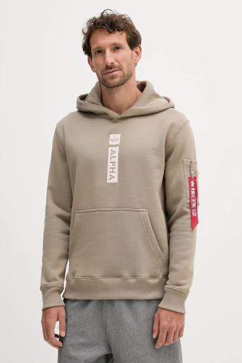 Mikina Alpha Industries zelená farba, s kapucňou, s potlačou, 146338.679
