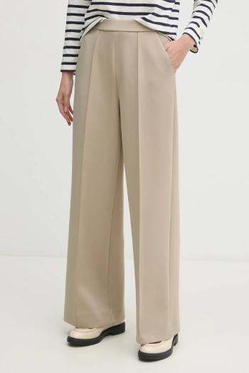 Nohavice Calvin Klein dámske, béžová farba, široké, vysoký pás, K20K208179