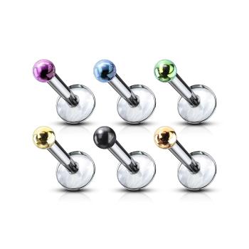 Piercing do brady gulička, anodizovaný titán - Dĺžka piercingu: 6 mm, Farba piercing: Zlatá