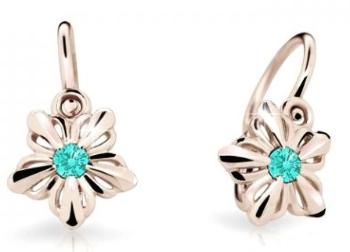 Cutie Jewellery Detské kvietkové náušnice z ružového zlata C2238-10-X-4 svetlo zelená