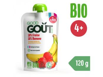 GOOD GOUT BIO Ovocné pyré bez lepku Jahoda a banán 120g - ovocný príkrm