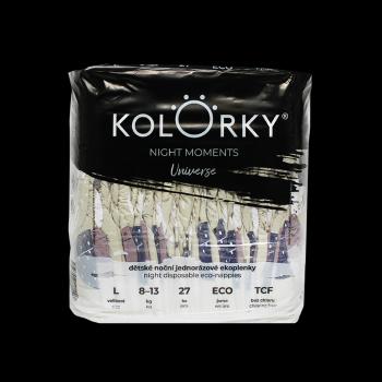 KOLORKY NIGHT MOMENTS Noční jednorázové eko plenky vel. L 8-13 kg 27 ks vesmír