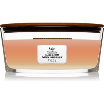 Woodwick Trilogy Island Getaway vonná sviečka s dreveným knotom (hearthwick) 453 g