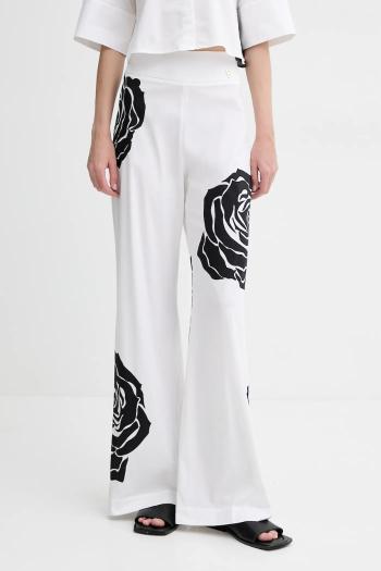 Nohavice Blugirl Blumarine biela farba, široké, vysoký pás, RA5042.T2993