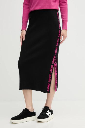 Sukňa Dkny čierna farba, midi, puzdrová