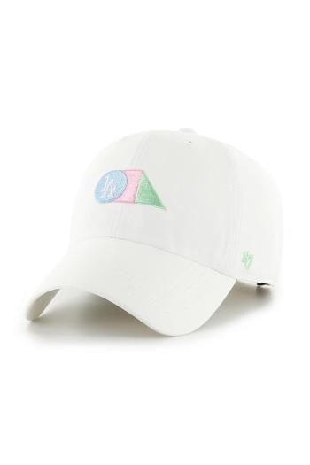Bavlnená šiltovka 47 brand MLB LA Dodgers biela farba, s nášivkou, B-PRPCU12GWS-WH
