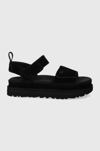 Semišové sandále UGG Goldenstar dámske, čierna farba, na platforme, 1136783