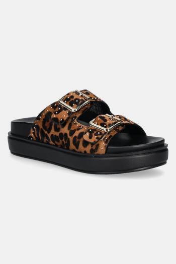 Kožené šľapky Steve Madden Freelance-L dámske, hnedá farba, na platforme, SM11003597
