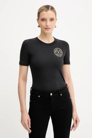 Tričko Versace Jeans Couture dámske, čierna farba, 79HAHT01 CJ03T