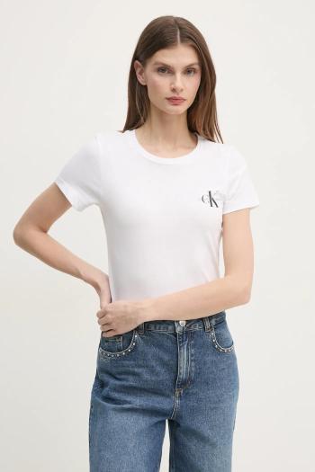 Bavlnené tričko Calvin Klein Jeans 2-pak dámske, biela farba, J20J219734