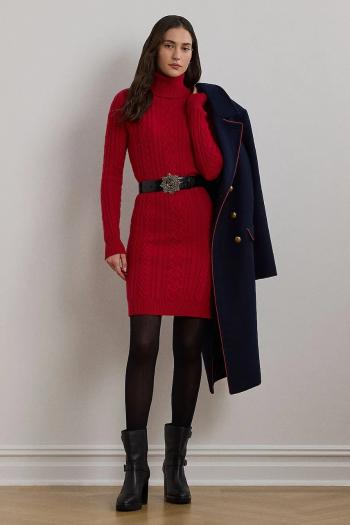 Vlnené šaty Lauren Ralph Lauren červená farba, mini, priliehavá, 200951385
