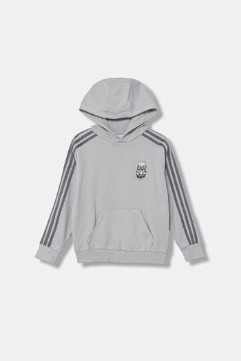 Detská bavlnená mikina adidas Originals šedá farba, s kapucňou, s nášivkou, JW7725