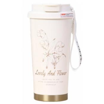 Livefy termohrnček Lovely Flower 550ml, béžový