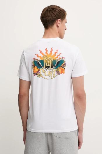Bavlnené tričko Rip Curl DAZED pánske, biela farba, vzorované, 0OFMTE