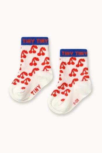 Detské ponožky Tinycottons CHERRIES MEDIUM SOCKS biela farba, AW25-501