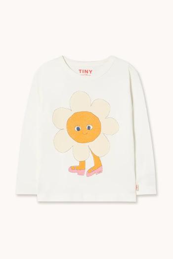 Detská bavlnená košeľa s dlhým rukávom Tinycottons FLOWER GRAPHIC SLEEVE TEE biela farba, AW25-307