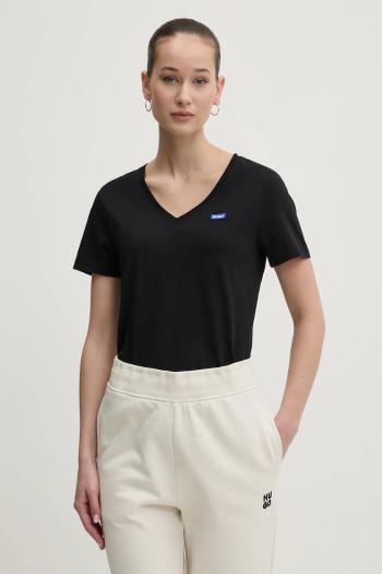 Bavlnené tričko Hugo Blue dámske, čierna farba, 50513667