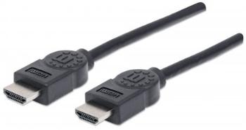 MANHATTAN kábel High Speed HDMI 4K, 3D, Male to Male, tienený, čierny, 1, 8m