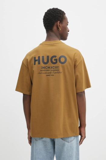 Bavlnené tričko Hugo Blue pánske, ružová farba, s potlačou