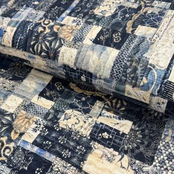 Bavlnená látka TWILL DENIM Mix print design A