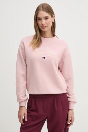 Mikina Tommy Hilfiger dámska, ružová farba, s nášivkou, WW0WW43844