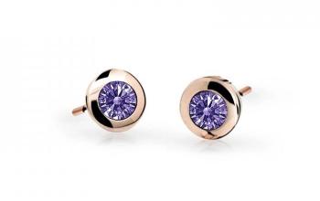 Cutie Jewellery Detské náušnice z ružového zlata C1537-30-X-4 fialová