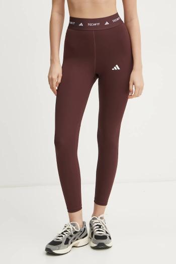 Tréningové legíny adidas Performance Techfit bordová farba, s potlačou, JI5550