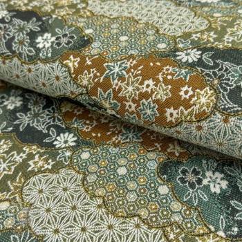 Dekorációs anyag jacquard Nuage allover kaki