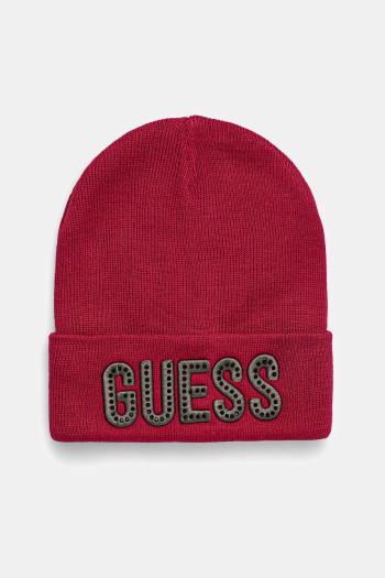 Detská čiapka Guess bordová farba biela, z tenkej pleteniny, J0BZ12 Z2Q00
