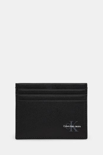 Kožené puzdro na karty Calvin Klein Jeans čierna farba, LV04G1029G