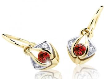 Cutie Jewellery Krásne detské náušnice zo žltého zlata C2217-10-X-1 červená