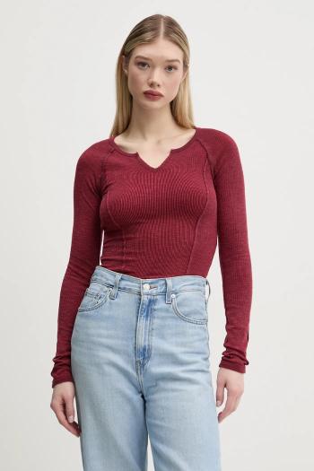 Tričko s dlhým rukávom Guess Originals bordová farba, W5RP42 KCGB0