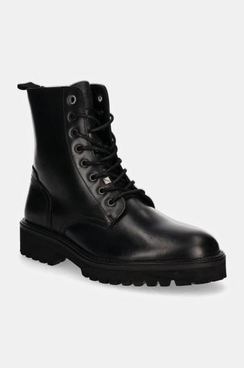 Kožená obuv Pepe Jeans PMS50254 pánska, čierna farba, DURHAM COMBAT