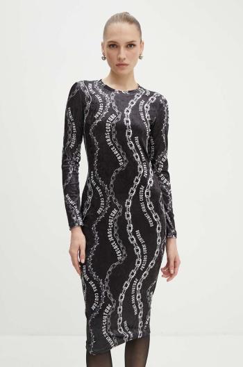 Zamatové šaty Versace Jeans Couture čierna farba, mini, priliehavá, 77HAO9B0 JS367
