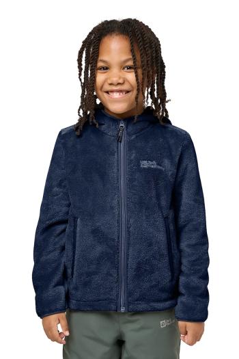 Detská mikina Jack Wolfskin zelená farba, s kapucňou, jednofarebná, 1608672