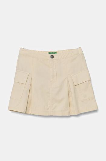 Detská manšestrová sukňa United Colors of Benetton béžová farba, mini, rovný strih, 4O5GC0021
