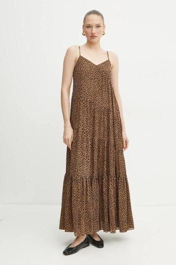 Šaty MICHAEL Michael Kors hnedá farba, maxi, áčkový strih, MR582IDGRY