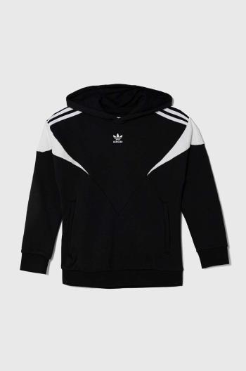 Detská mikina adidas Originals čierna farba, s kapucňou, vzorovaná