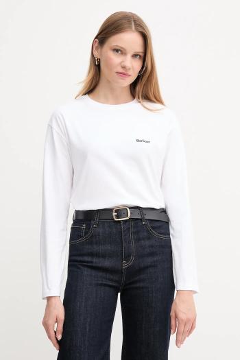 Bavlnené tričko s dlhým rukávom Barbour LAVENSDALE biela farba, LML0899