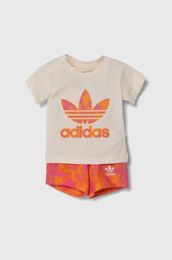 Detská bavlnená súprava adidas Originals oranžová farba