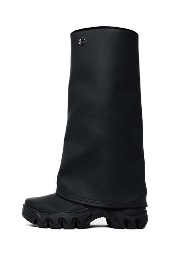 Vysoké čižmy Rombaut BOCCACCIO II RAIN dámske, čierna farba, na plochom podpätku, CO-B-009