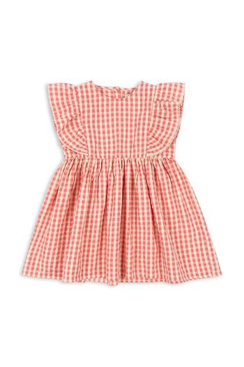 Dievčenské bavlnené šaty Konges Sløjd KIM FRILL DRESS GOTS ružová farba, mini, áčkový strih, KS102305
