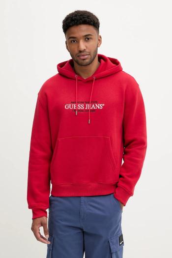 Mikina Guess Jeans čierna farba, s kapucňou, s nášivkou, M4YQ23 K9V31