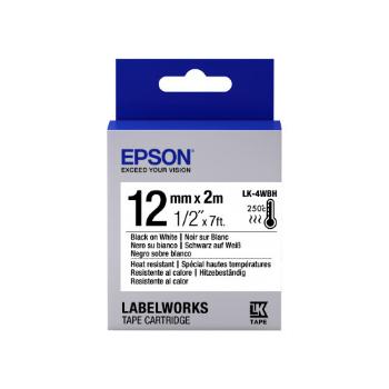 Epson LabelWorks LK-4WBH C53S654025 12mm x 2m, čierna tlač / biely podklad, odolná voči vysokým teplotám, originálna páska