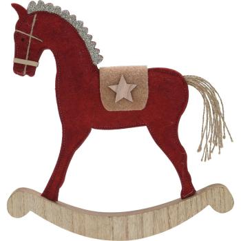 Cal balansoar pe bază de lemn 30 cm, roșu , 28 x30 x 3 cm