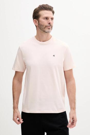 Bavlnené tričko Calvin Klein Jeans pánske, ružová farba, jednofarebné, LV040HM265