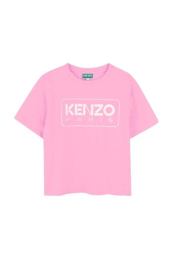 Detské bavlnené tričko Kenzo Kids ružová farba, K61064