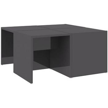 SHUMEE Konferenčné stolíky 4 ks sivé vysoký lesk 33 × 33 × 33 cm drevotrieska, 806821