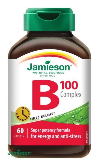 Jamieson B-komplex 100 mg s postupným uvoľňovaním 60 tbl.